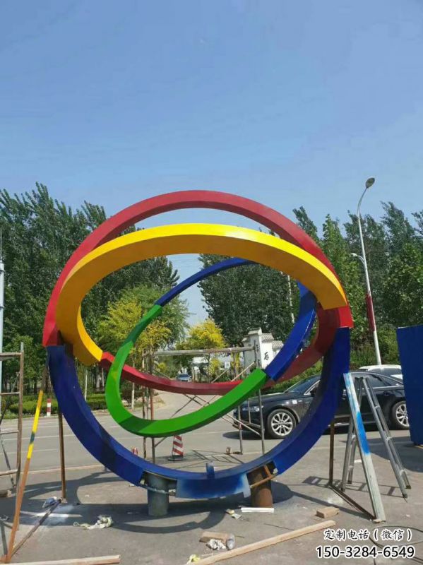 建筑雙環雕塑精選，露天雕塑，不銹鋼雙環雕塑訂做