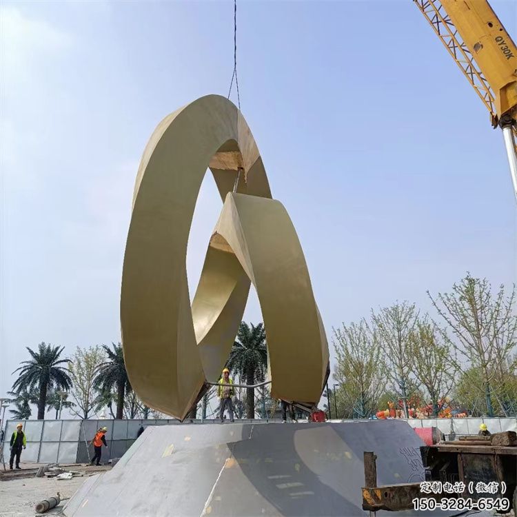 室內圓環雕塑，拉絲景觀雕塑，抽象效果