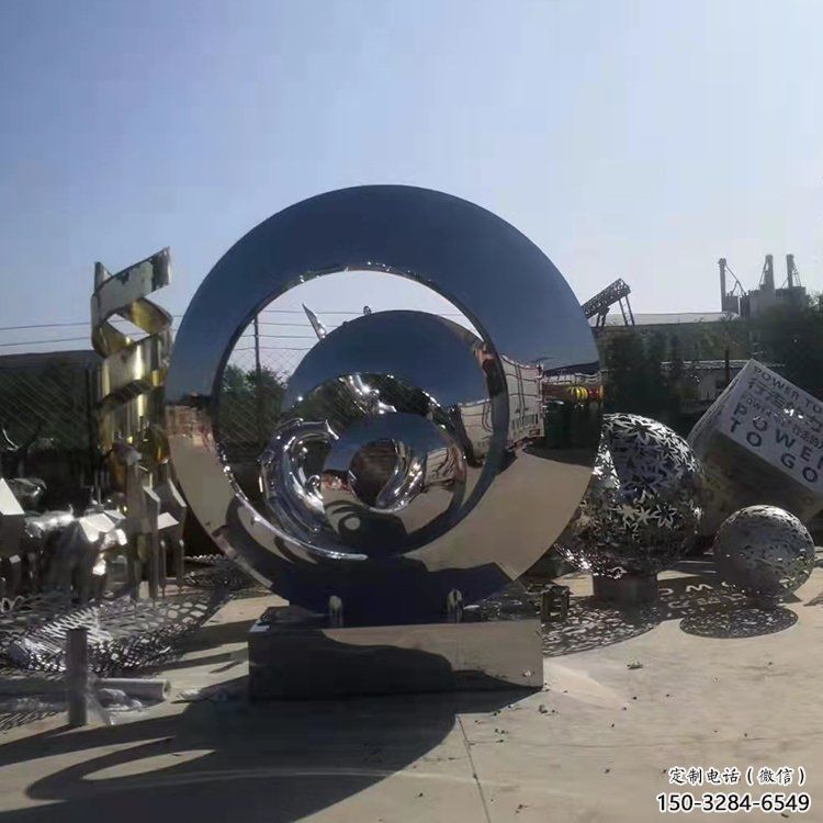 步行街圓環雕塑，鍛造景觀雕塑，鏤空方式