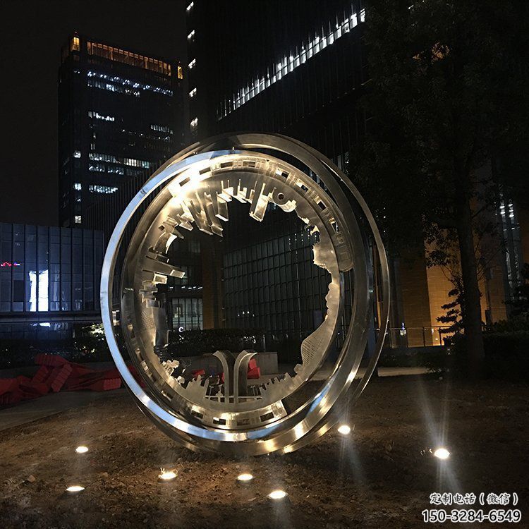 戶外圓環(huán)雕塑通用，多彩藝術(shù)，不銹鋼圓環(huán)雕塑供應(yīng)