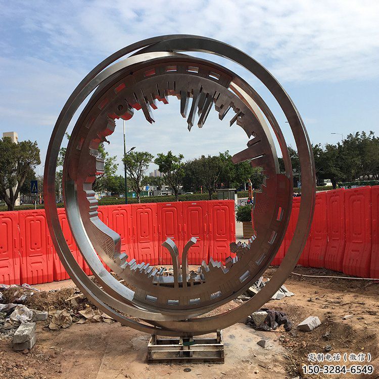 圓環雕塑供求，水景雕塑，不銹鋼圓環雕塑制造商