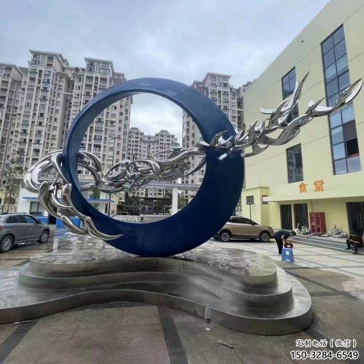 圓環(huán)雕塑定做，小區(qū)擺件，烤漆圓環(huán)雕塑制作