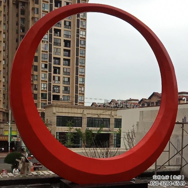 圓環雕塑觀賞型，標識雕塑，紀念烤漆圓環雕塑展品