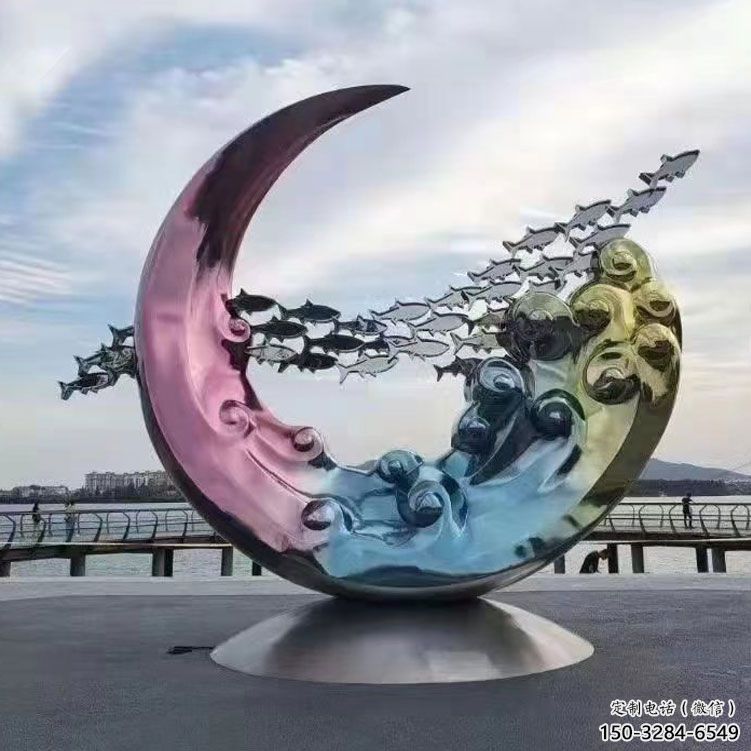 圓環雕塑制作，村標概念，烤漆圓環雕塑專供