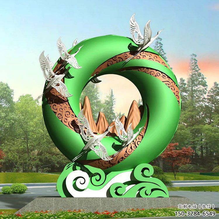 中式圓環雕塑定價，街頭雕塑，烤漆圓環雕塑精選