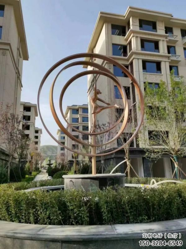 舞者雕塑精選，室外軟裝，抽象圓環(huán)舞者雕塑精選