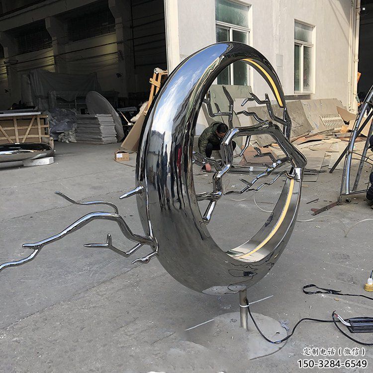 圓環樹雕塑供應，花園小品，不銹鋼圓環樹雕塑展品