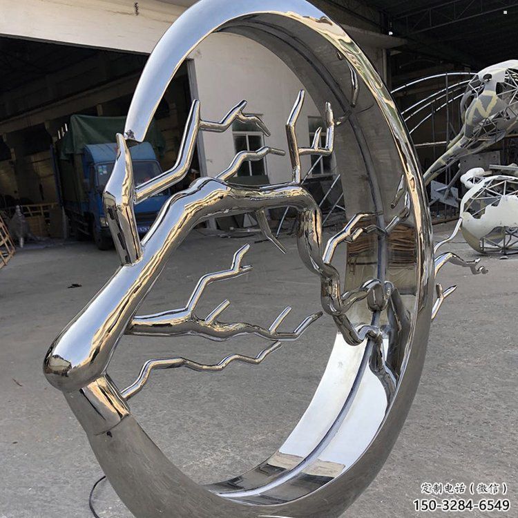 圓環樹雕塑精選，美陳雕塑，不銹鋼圓環樹雕塑通用