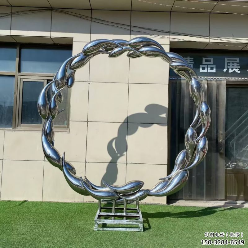 金魚雕塑訂做特供，室外軟裝，標志圓環金魚雕塑供應