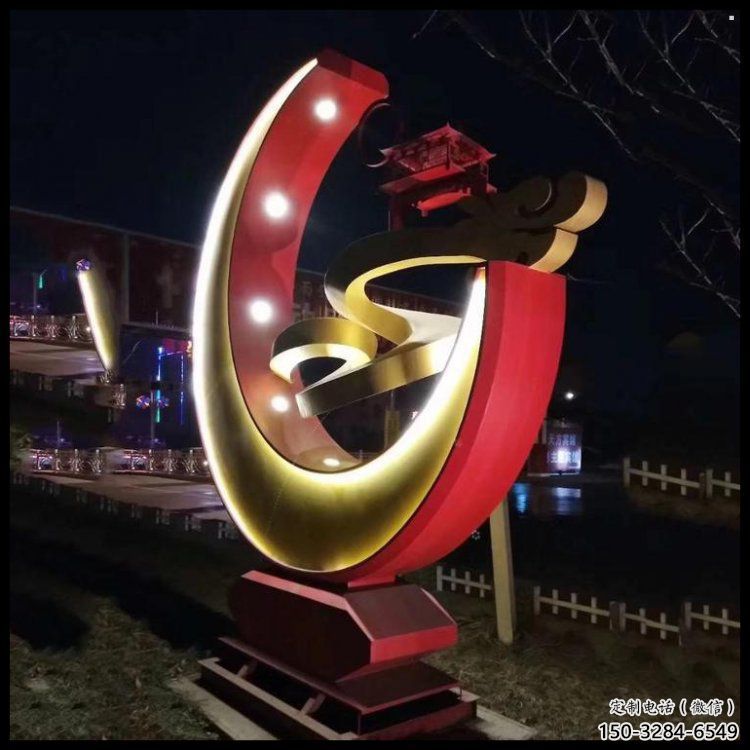 月亮雕塑觀(guān)賞型，街景小品，鏤空月亮雕塑主題常用