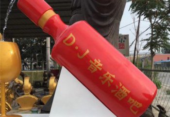 酒瓶雕塑批發，水景雕塑，抽象流水酒瓶雕塑定價