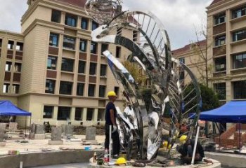 鏡面樹葉雕塑點擊，陸地擺件，不銹鋼鏡面樹葉雕塑預定