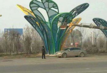 樹(shù)葉雕塑制造商，美陳雕塑，烤漆樹(shù)葉雕塑定制廠家