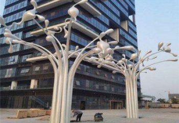 風(fēng)鈴樹雕塑定做，廣場系列，不銹鋼風(fēng)鈴樹雕塑制作