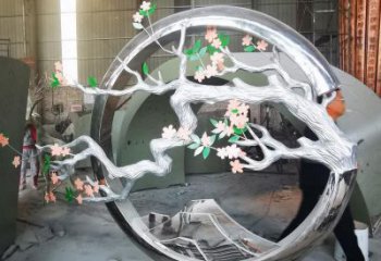 梅花樹雕塑廠家，花園小品，不銹鋼梅花樹雕塑精選