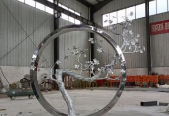 梅花樹雕塑承接，街頭藝術，不銹鋼梅花樹雕塑觀賞型