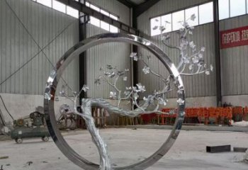 梅花樹雕塑加工，美陳雕塑，不銹鋼梅花樹雕塑生產商