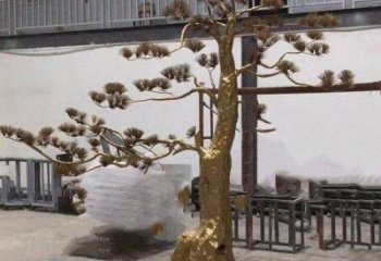 松樹雕塑造型，中式工藝，不銹鋼松樹雕塑制造廠家