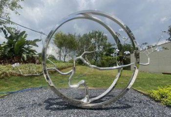 圓環樹雕塑承接，鍛造工藝，不銹鋼圓環樹雕塑訂做