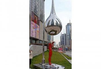 水滴雕塑專供，園林裝飾，不銹鋼鏡面水滴雕塑批發