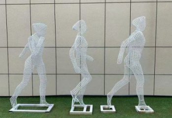 鏤空體育雕塑展品，公園小品，運動員鐵藝人物雕塑供需