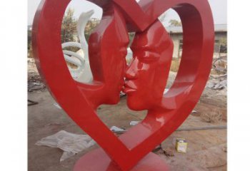 愛心雕塑展品，彩鋼制作，酒店烤漆愛心雕塑精品