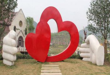 雙心雕塑優(yōu)選，室外雕塑，彩繪不銹鋼雙心雕塑優(yōu)選