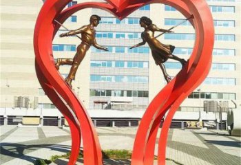 商業(yè)街心形人物雕塑