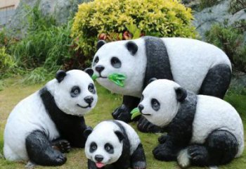 熊貓雕塑觀賞型，公園小品，仿真熊貓雕塑常用