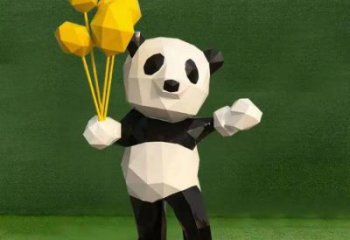 烤漆熊貓雕塑制造商，室外軟裝，卡通熊貓雕塑制作廠家
