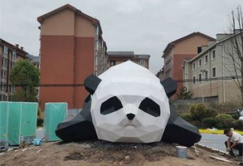 熊貓雕塑預定，城區小品，烤漆切面熊貓雕塑制造商