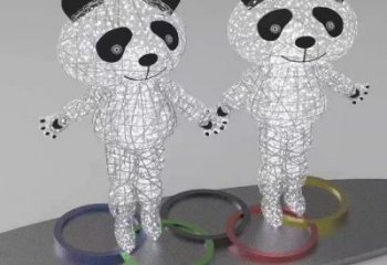 熊貓雕塑工程選用，美陳雕塑，鏤空熊貓雕塑生產(chǎn)