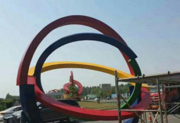 雙環雕塑制造，歐式風格，不銹鋼雙環雕塑廠家定價