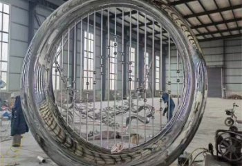 雕塑圓環(huán)批發(fā)，校園雕塑，抽象烤漆圓環(huán)雕塑定價