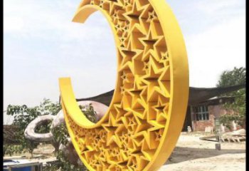 步行街月亮雕塑，鍛造景觀雕塑，鏤空方式