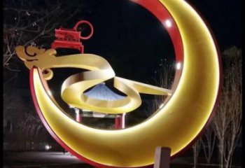 制造月亮雕塑廠家，地標擺件，烤漆鏤空月亮雕塑精選
