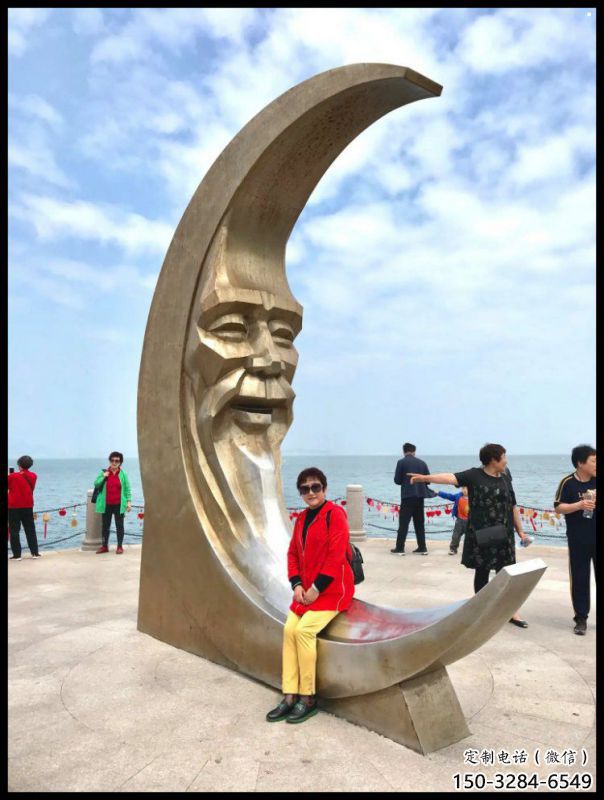 酒店月亮雕塑，鍍金歐式雕塑，仿古擺件