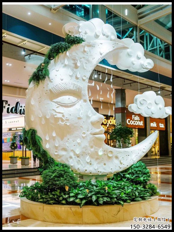 月亮雕塑展品，彩鋼制作，酒店不銹鋼月亮雕塑精品