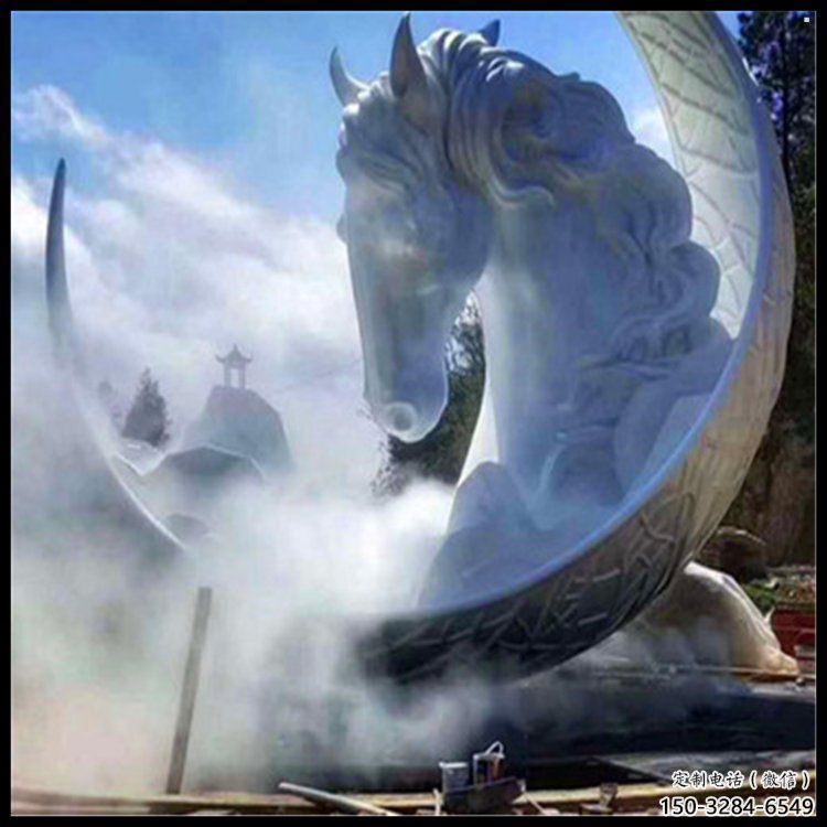 月亮雕塑優選，室外雕塑，景觀月亮馬頭雕塑優選