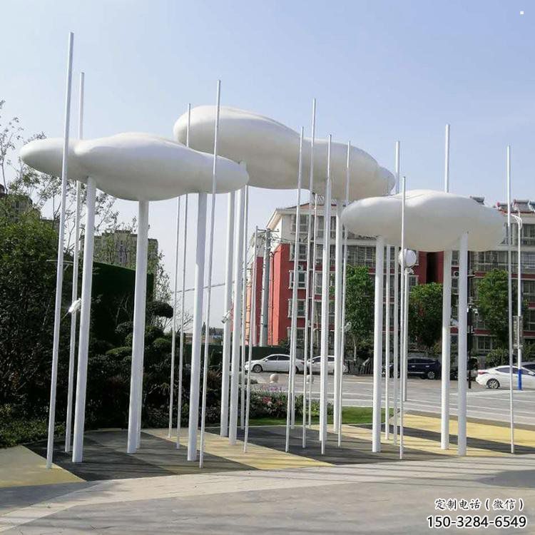 室內云朵雕塑，拉絲景觀雕塑，抽象效果