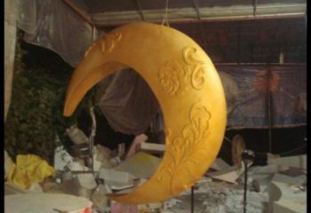 景區(qū)月亮雕塑，鍍金歐式雕塑，鐵藝材質(zhì)
