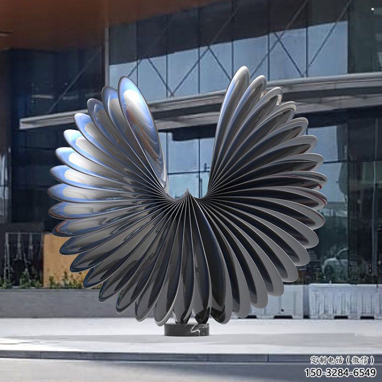 藝術鳥翅雕塑承接，景區案例，不銹鋼鳥翅雕塑定制
