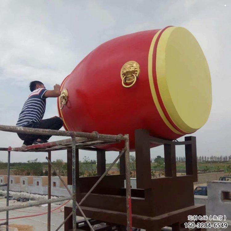 紀念鑼鼓雕塑生產，廣場雕塑，不銹鋼鑼鼓雕塑展品