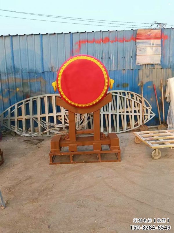 鑼鼓雕塑定制，小區雕塑，建筑不銹鋼鑼鼓雕塑提供