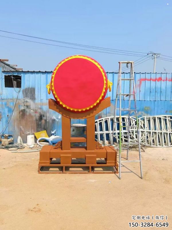 鑼鼓雕塑制作，村標(biāo)概念，鍛鋼不銹鋼鑼鼓雕塑專供