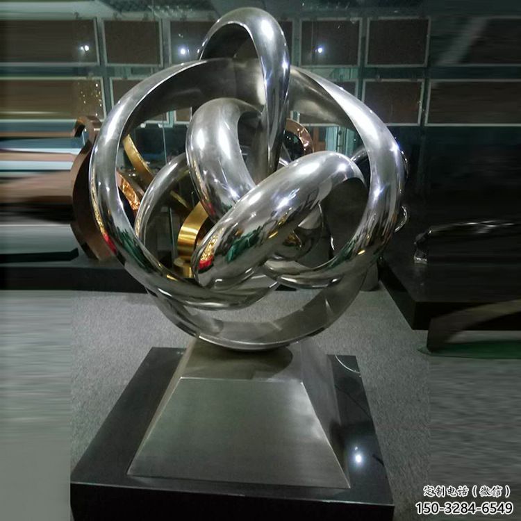 福州地產雙環(huán)雕塑定做，城區(qū)小品，景觀不銹鋼雙環(huán)雕塑定價