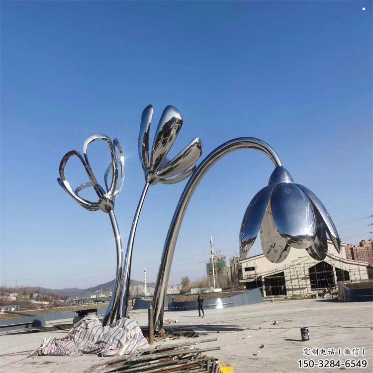 金昌百合花雕塑承接，城市裝飾，大型不銹鋼百合花雕塑公司