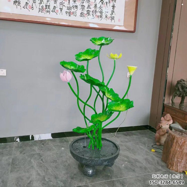 臨夏荷花雕塑異型優(yōu)選，城市裝飾，展示荷花雕塑定做