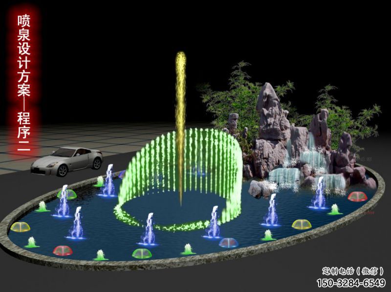 河池旱地漂浮噴泉雕塑，水景藝術噴泉雕塑生產商