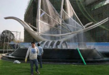 宿州帆船噴泉雕塑，水景水秀組合，旱地帆船噴泉雕塑廠家